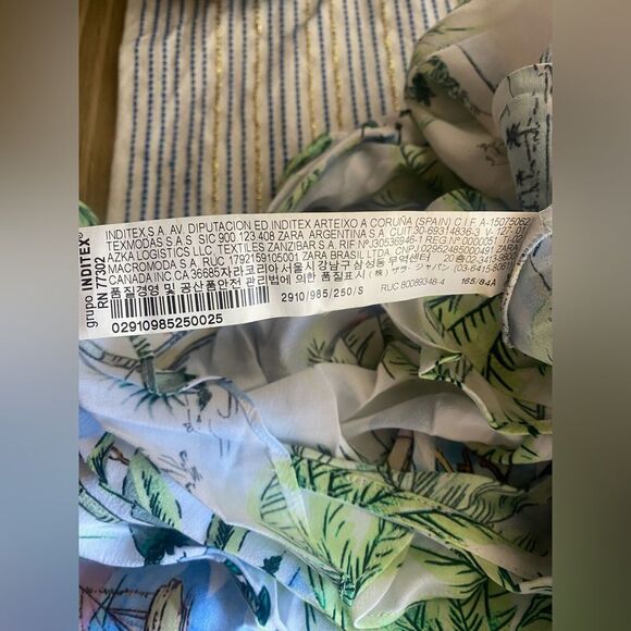 Zara Mini Dress Womens Sz S Multicolor Wrap Boho Vacation Tropical Short Sleeve - Picture 6 of 11